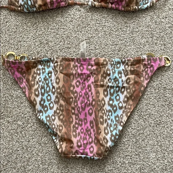 Victoria's Secret Pink and Blue Leopard Bikini- Top is Medium, Bottoms are Large - Picture 2 of 6